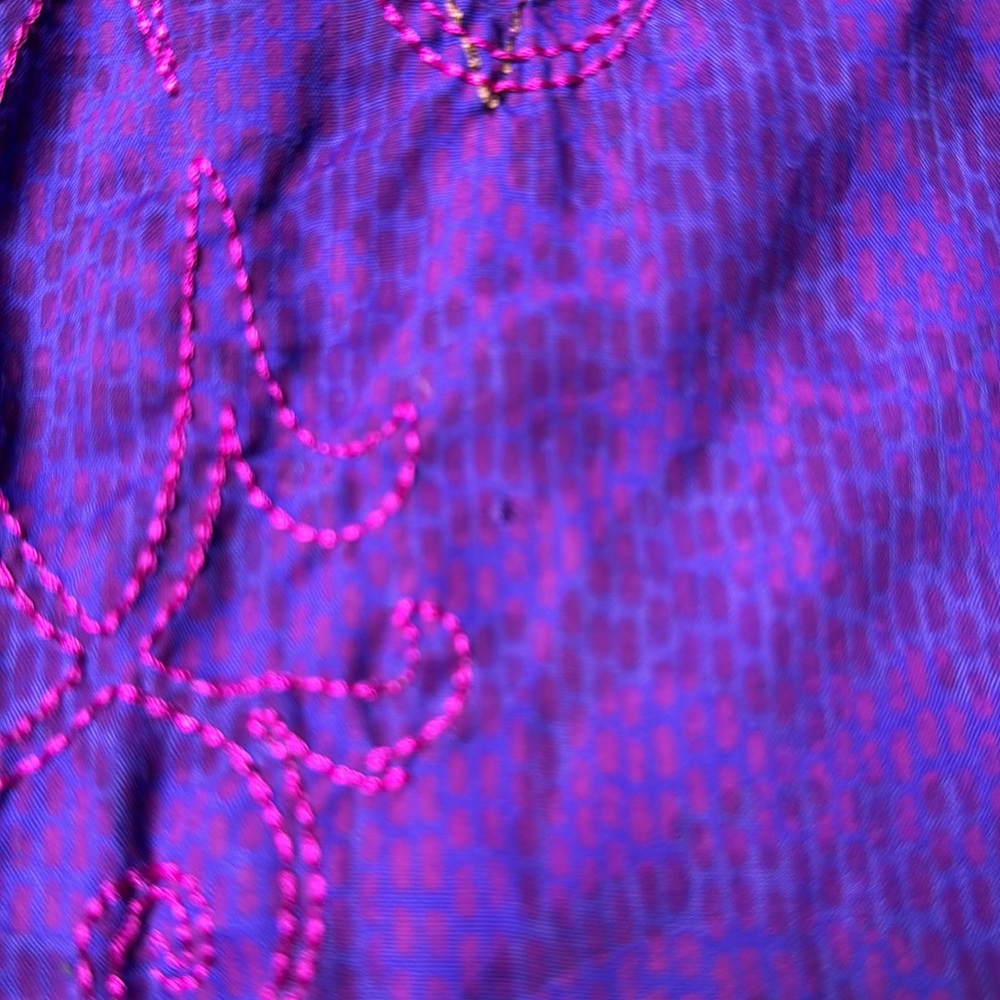Women's Wrangler Snap Button Embroidered Sheer Shirt Purple Pink Sz M - Picture 12 of 12